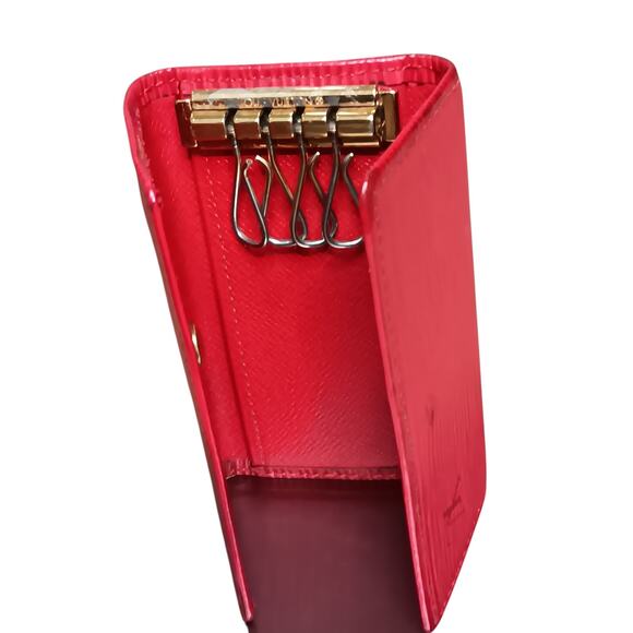 Authentic Louis Vuitton Key Holder Red Epi Leather 4 Hook Case - Picture 6 of 14